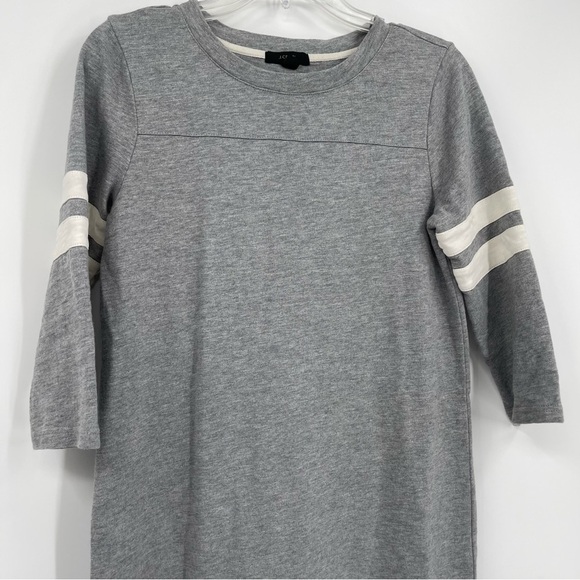 J Crew Women's Size XS Sweatshirt Dress Cotton 3/4 Sleeve Zip Sides Stripes - Picture 4 of 11